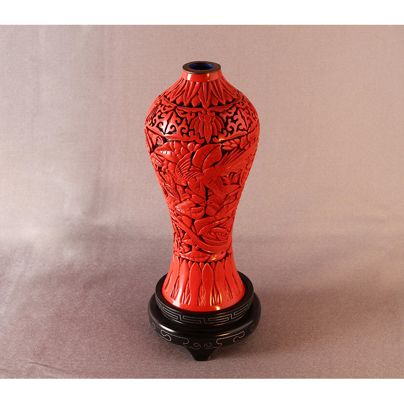 揚州漆器廠手工雕漆美人瓶 匠心獨運的家居與商務(wù)禮品